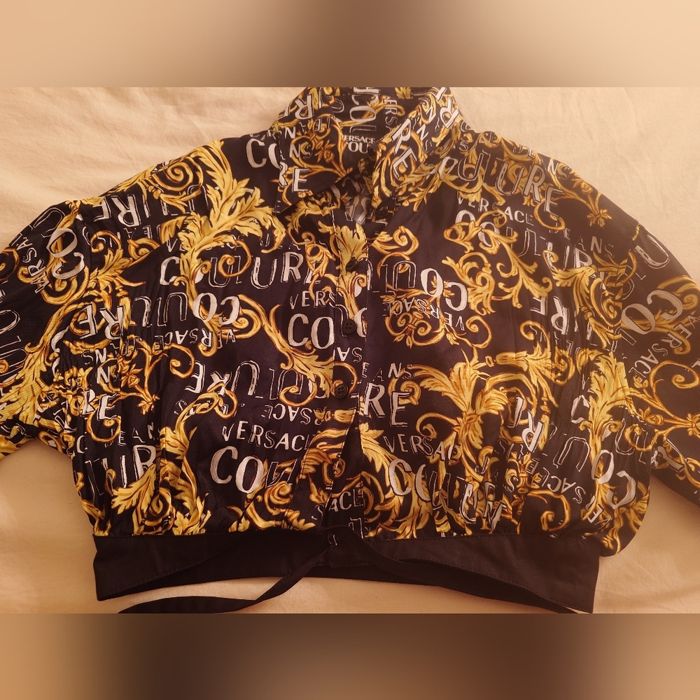NWOT Logo Baroque VERSACE Cropped Shirt Jacket Bolero XS, S / 40 Barocco Print - Picture 3 of 13